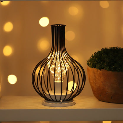 Creative Iron Wine Bottle Night Light - Retro Industrial LED Lamp for Home & Table Decor