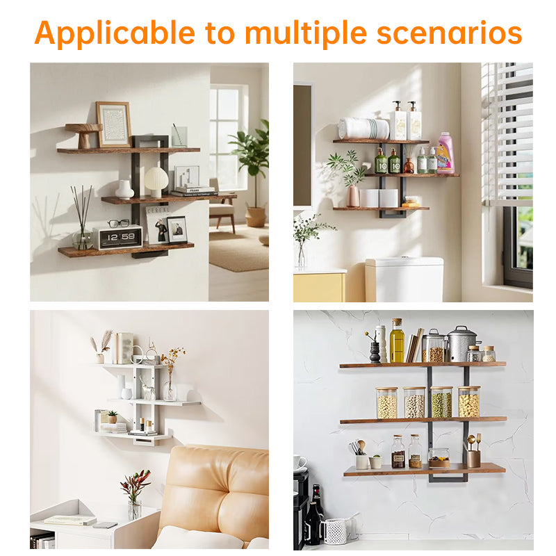 3-Tier Modern Wooden Wall Shelf for Kitchen, Bathroom & Living Room