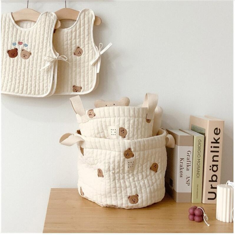 Cute Quilted Baby Storage Basket - Multi-Purpose Toy & Diaper Organizer Bag