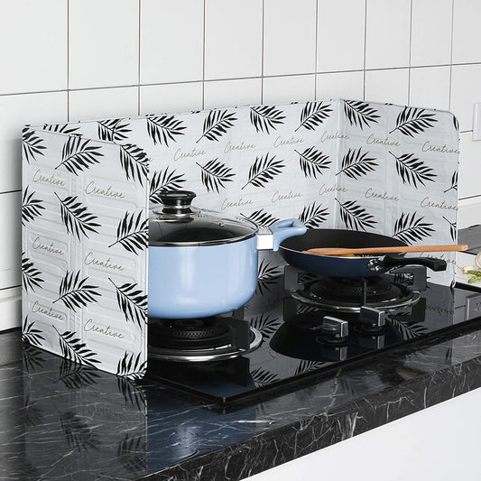 Foldable Kitchen Oil Splash Guard - Thickened Aluminum Foil Insulation Baffle & Anti-Splatter Shield for Stove
