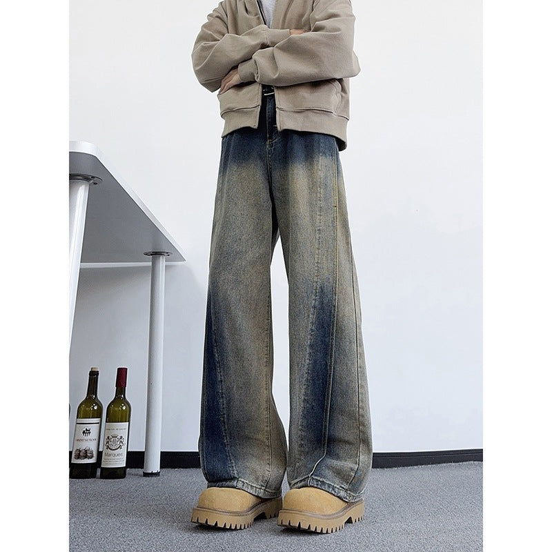 Retro Baggy Denim Pants - Casual Loose Fit Straight Jeans for Men