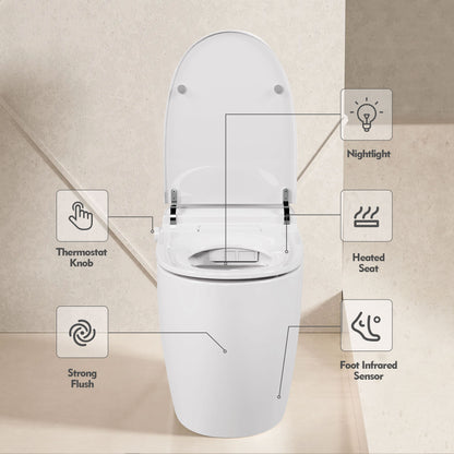 Luxury Intelligent Smart Toilet – Integrated Automatic Flushing Commode with Heated Seat & Foot Sensor Technology
