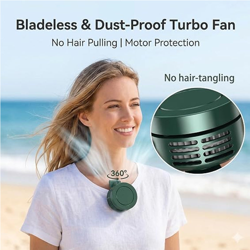 USB Rechargeable Portable Belt Fan for Hiking & Travel with $360^\circ$ Adjustment