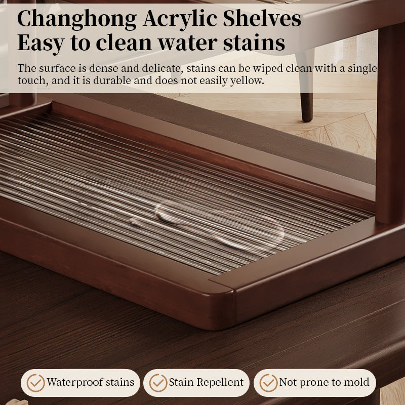 2-Tier Bamboo Spice & Cosmetic Organizer with Acrylic Base | Countertop Storage for Small Spaces