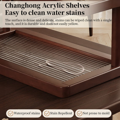 2-Tier Bamboo Spice & Cosmetic Organizer with Acrylic Base | Countertop Storage for Small Spaces