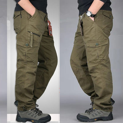 Men's Cotton Cargo Overalls for Camping & Hiking | Straight-Leg, Multi-Pocket Baggy Trousers