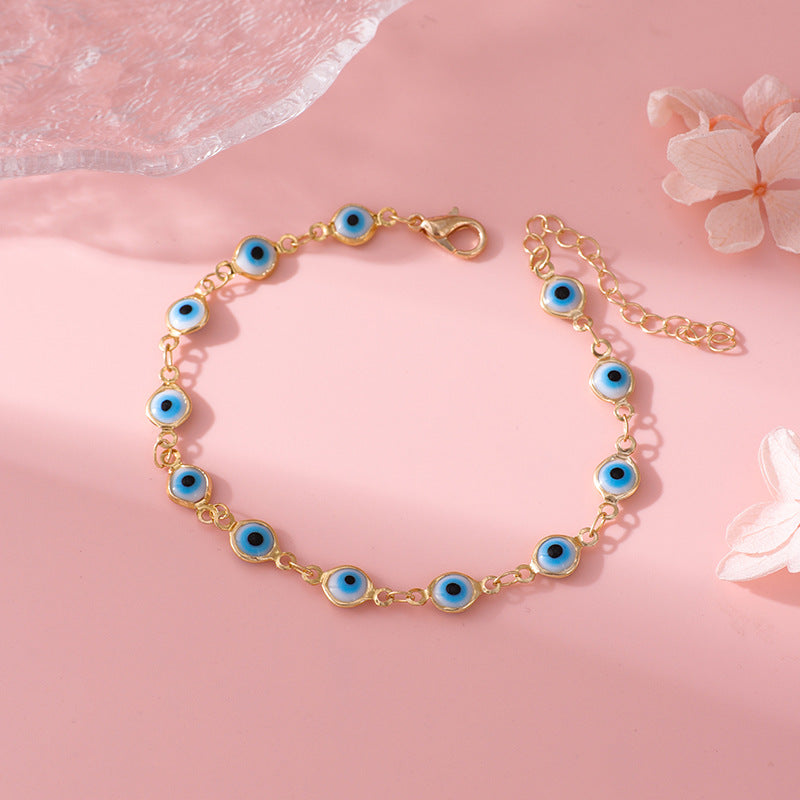 Trendy Women's Gold Chain Evil Eye Bracelet (Nazar Amulet Jewelry)