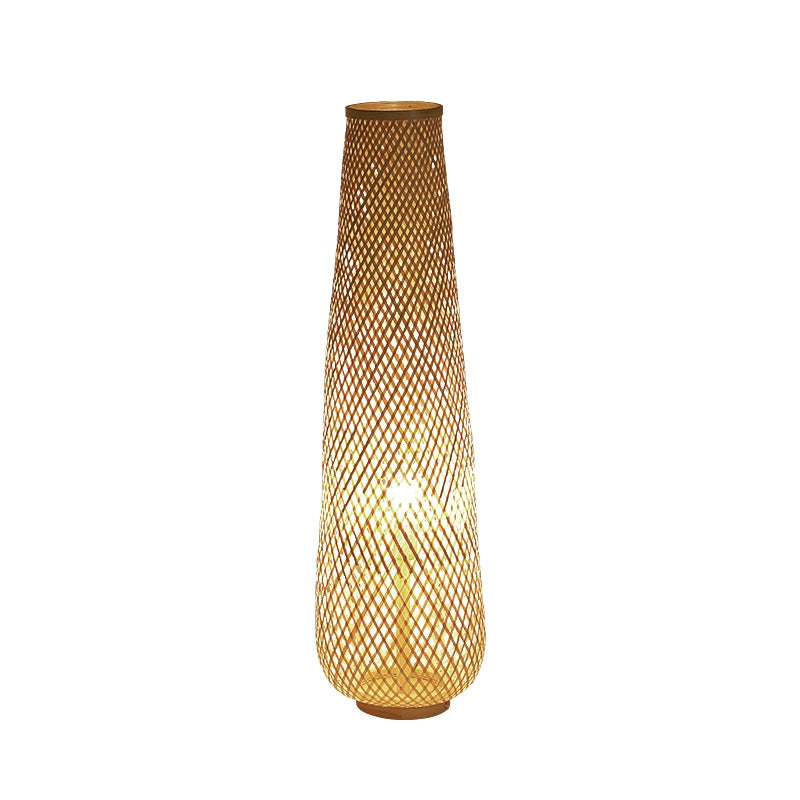 Japanese Zen Bamboo Weave Floor Lamp - Minimalist Retro Light for Tatami & Tea Room