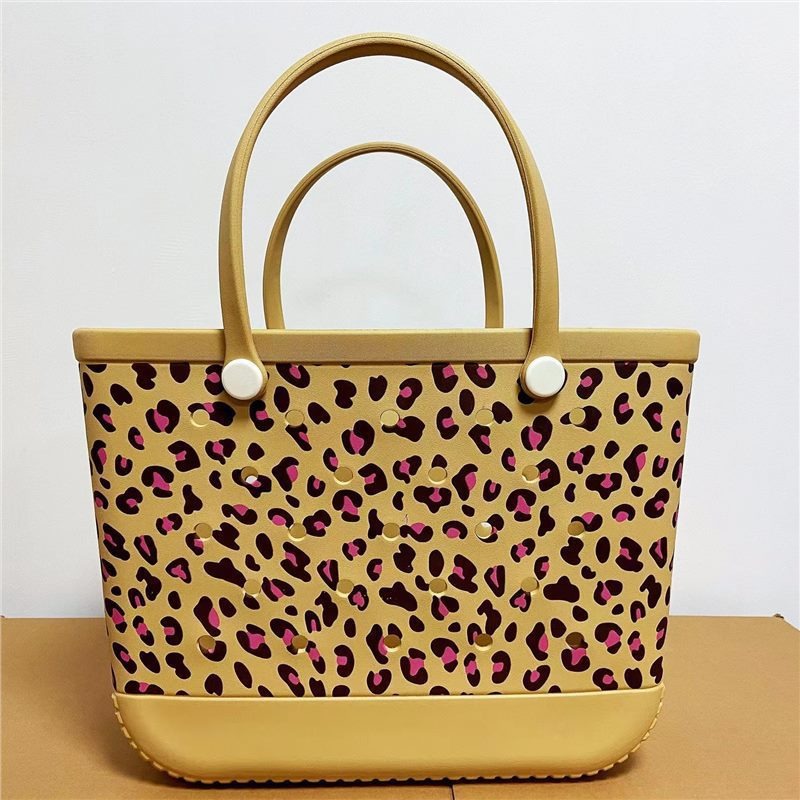 Printed EVA Beach Storage Bag - Waterproof Outdoor Basket & Handbag with Cow Print