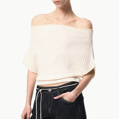 Smart Feel Multi-Way Ribbed Knit Top - Off-Shoulder Casual Loose Shirt