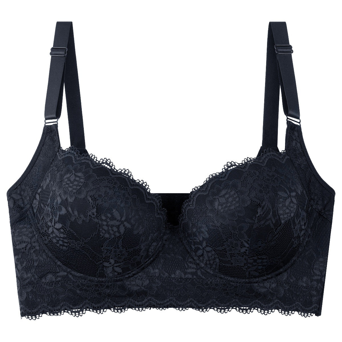 Anti-Sagging Lace Underwire Bra with Side Support for Large Bust