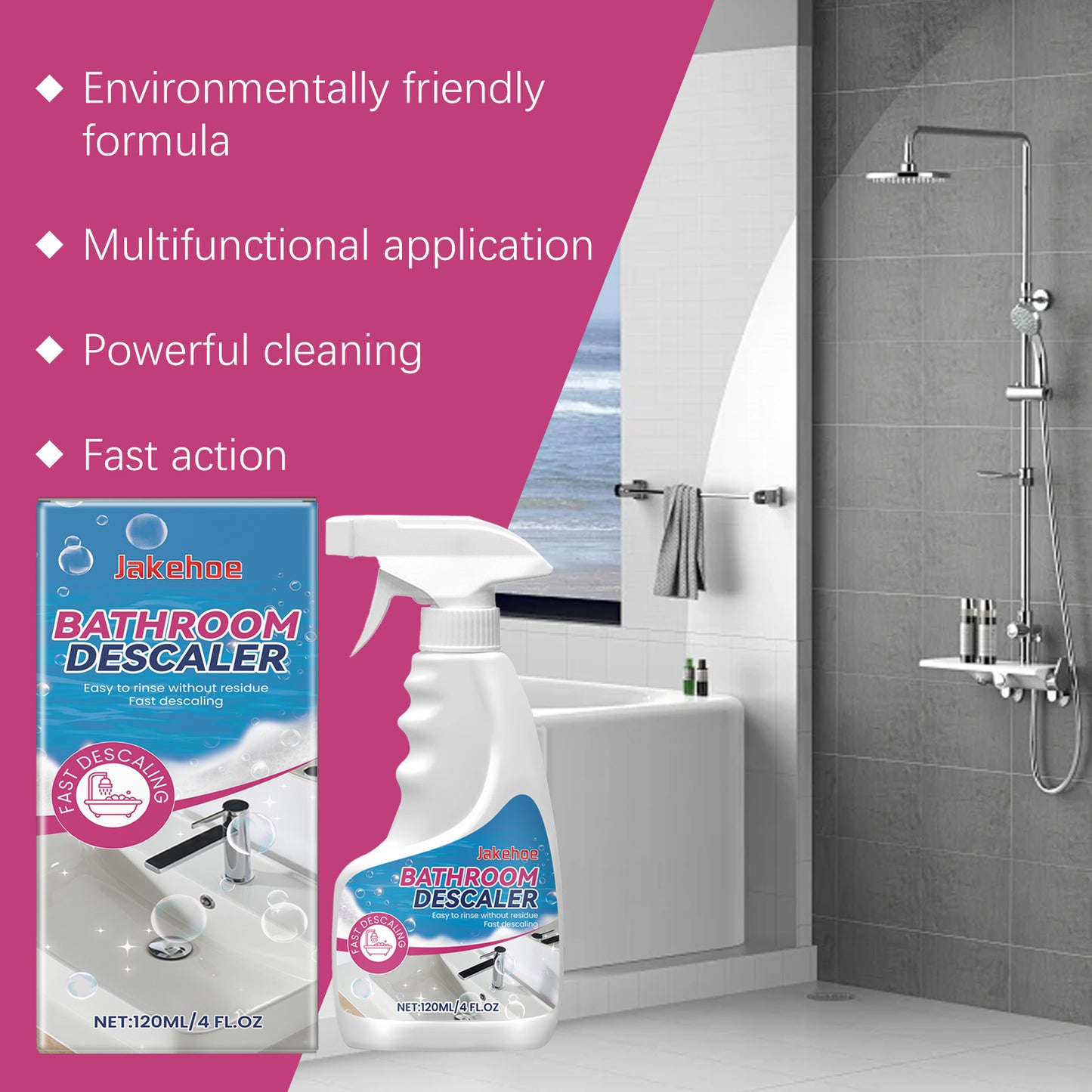 Powerful Bathroom and Kitchen Descaler Spray | Hard Water Stain and Scale Remover