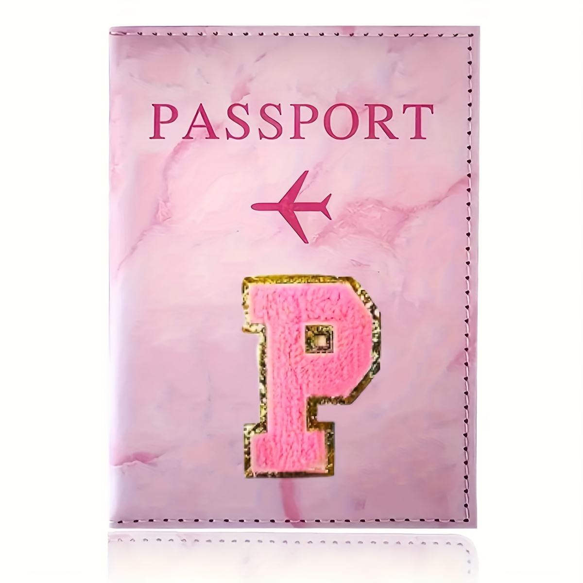 Monogrammed Pink Marble Effect Passport Clip