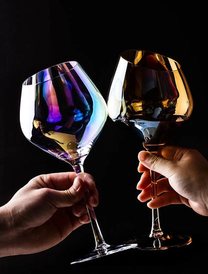 Nordic Bevel Gold Rim Crystal Wine Glass | Creative Slant Cut Champagne Goblet