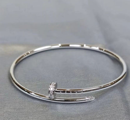 Unisex Fashion Nail Cuff Bracelet in Silver Tone