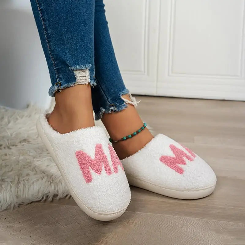 Women's Casual Fluffy "MAMA" Home Slippers