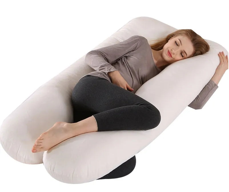 Multifunctional U-Shaped Full Body Pregnancy Pillow for Side Sleeping & Nursing Support