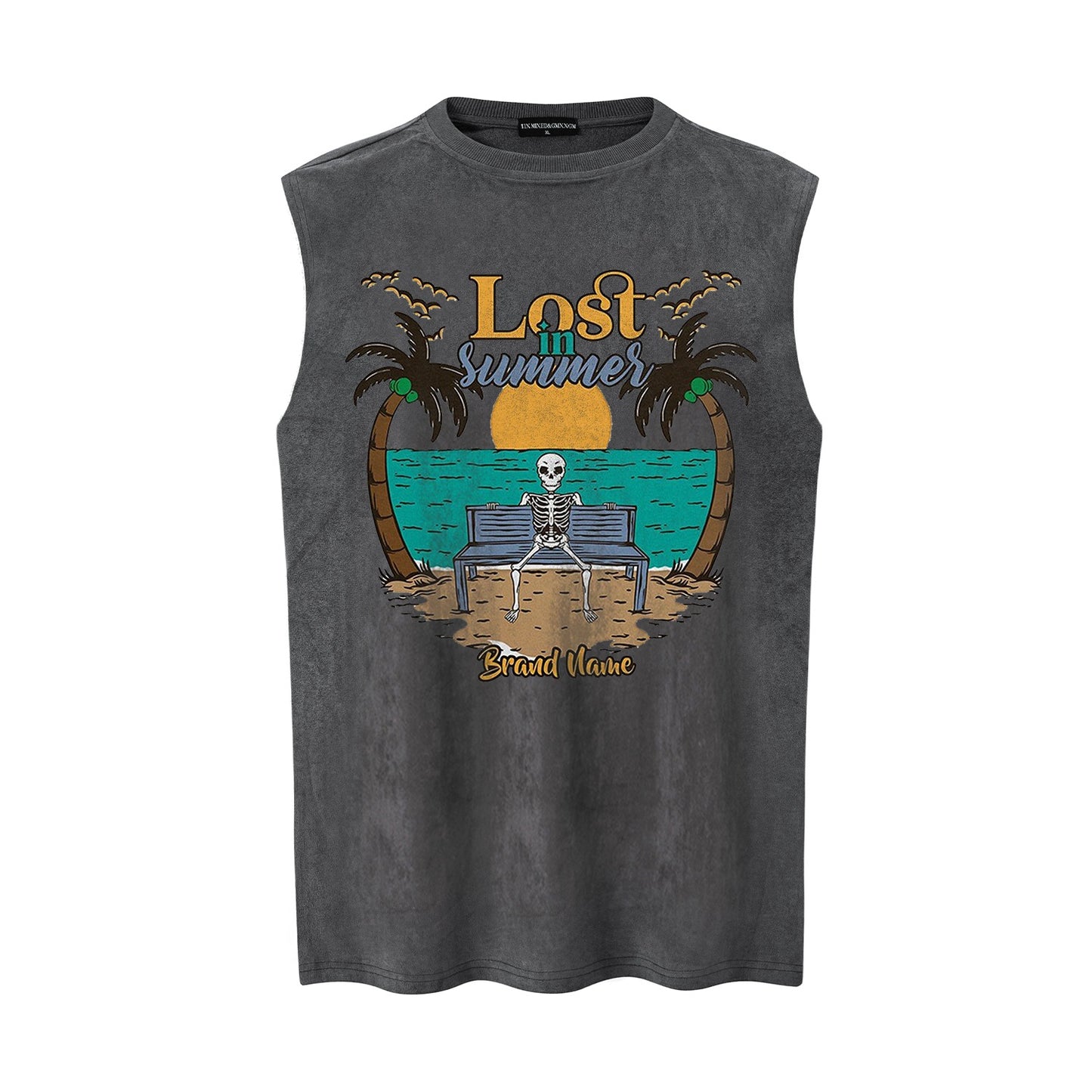 Casual Tropical Coconut Tree Graphic Sleeveless Vest Shirt for Men