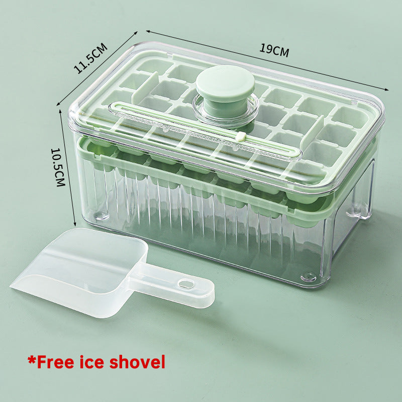 Press-Type Ice Cube Tray with Storage Bin and Lid