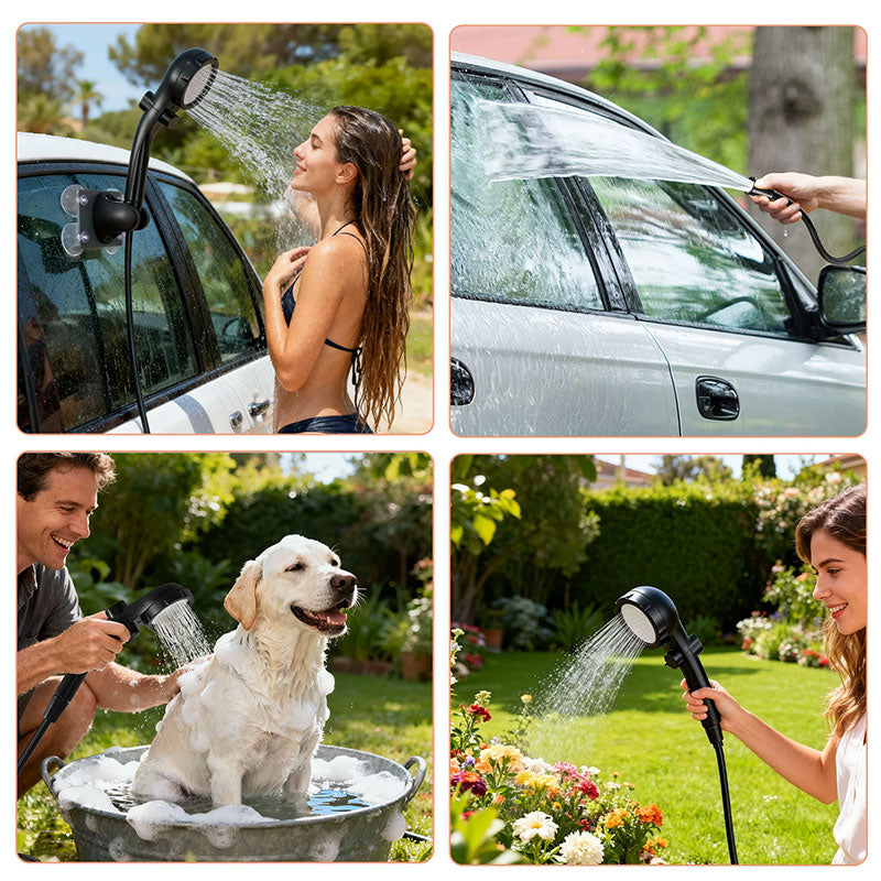 Portable Outdoor Shower Kit with 6000mAh Rechargeable Pump & Digital Display