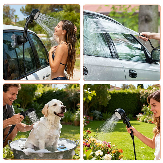 Portable Outdoor Shower Kit with 6000mAh Rechargeable Pump & Digital Display