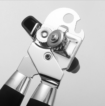 Professional Manual Can Opener - Heavy Duty Stainless Steel Smooth Edge Opener with Ergonomic Soft Grip Handle