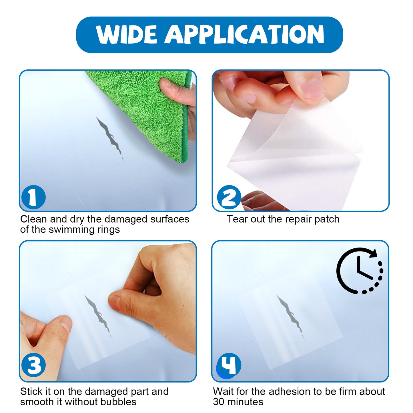 Quick Fix Vinyl Repair Kit (30-Pack) for Swimming Rings and Air Mattresses
