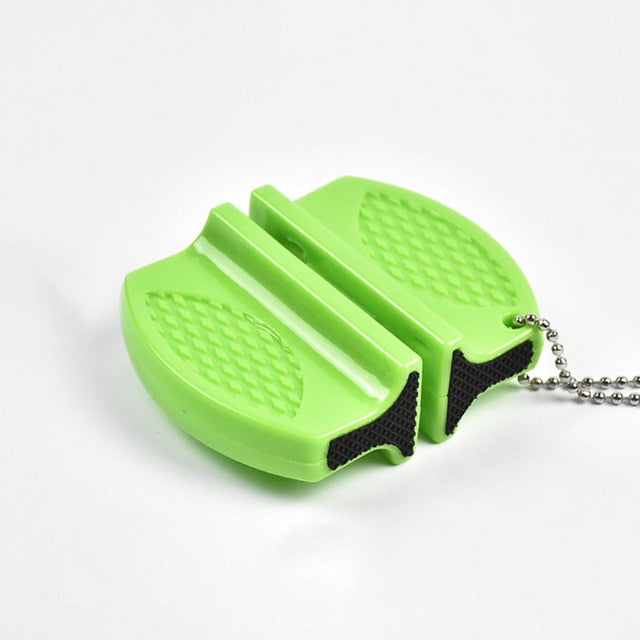 ONEUP Mini Portable Knife Sharpener - Two-Stage Tungsten & Ceramic Rod Sharpener with Butterfly Grip (Quick & Easy Sharpening)
