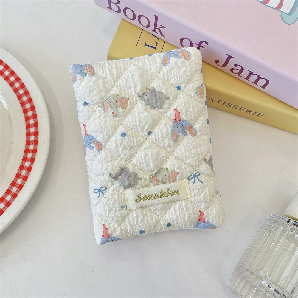 Cute Embossed Cartoon Passport Protection Cover - Quilted Fabric Travel Document Bag & Card Holder