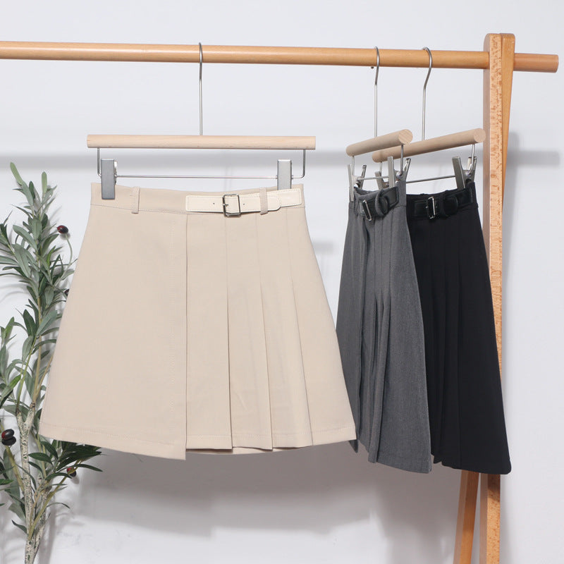 Chic Irregular A-Line Mini Skirt with Faux Leather Belt
