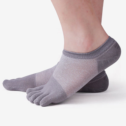 Premium 100% Cotton Five-Finger Socks for Men - Breathable Mesh Summer Socks