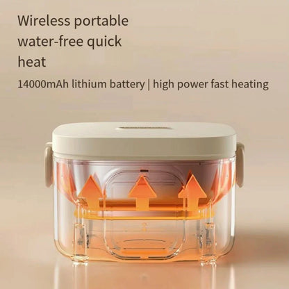 Portable Wireless Electric Lunch Box - Rechargeable Water-Free Heating Food Container with LCD Display