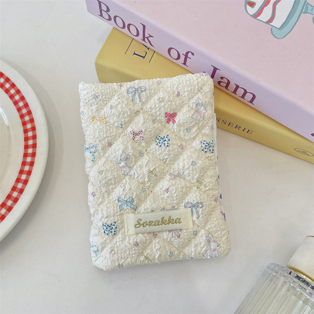 Cute Embossed Cartoon Passport Protection Cover - Quilted Fabric Travel Document Bag & Card Holder