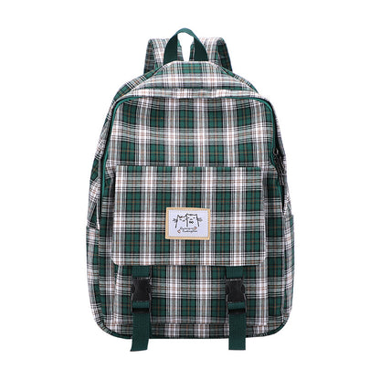 Casual Harajuku Style Plaid School Backpack for High School & Junior High Students
