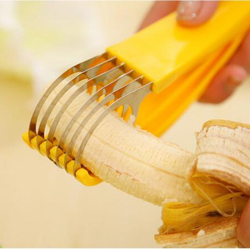 Stainless Steel Multi-Blade Banana Slicer - Handy Fruit & Vegetable Cutter for Salads, Desserts & Healthy Snacks