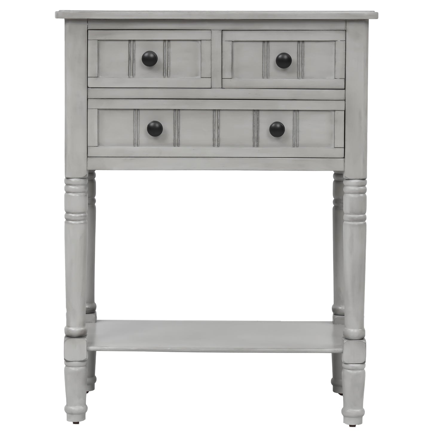 Narrow Console Desk/Sofa Table with Three Drawers (Grey Washed)