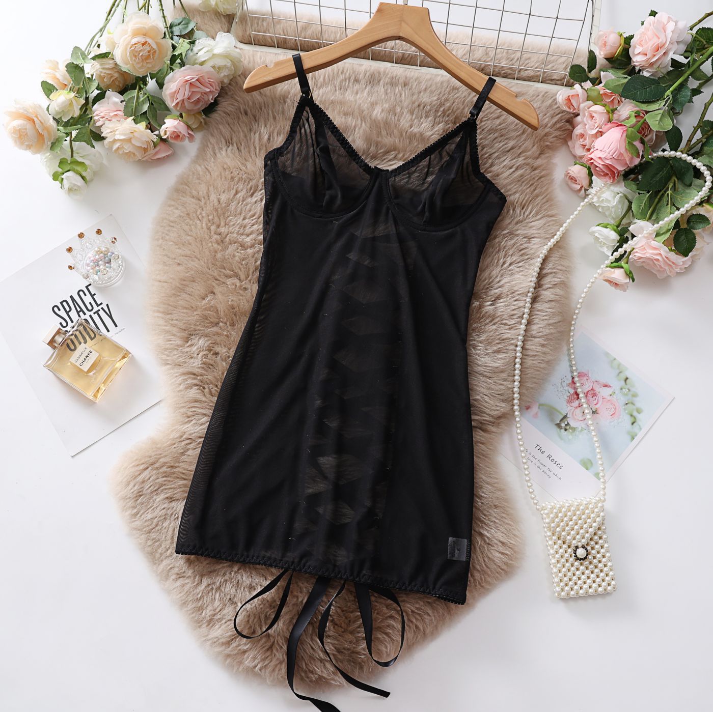 Black Sheer Mesh Strapless Mini Dress / Transparent Clubwear
