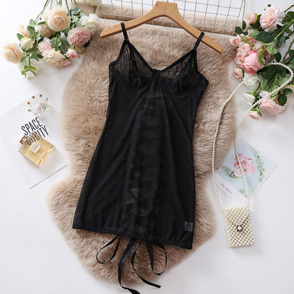 Black Sheer Mesh Strapless Mini Dress / Transparent Clubwear