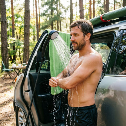 Portable Outdoor Shower Kit with 6000mAh Rechargeable Pump & Digital Display