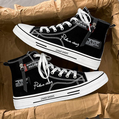 Men's High Top Canvas Shoes - Korean Version Trendy Casual Board Sneakers