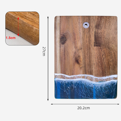 Luxury Resin Ocean Wave Wood Cutting Board - Handmade Acacia Wood Charcuterie Board