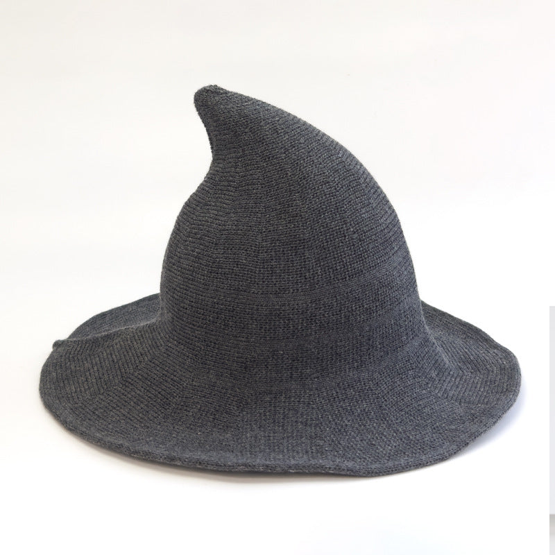 Knitted Pointed Top Witch Hat | Wide Brim Halloween Party