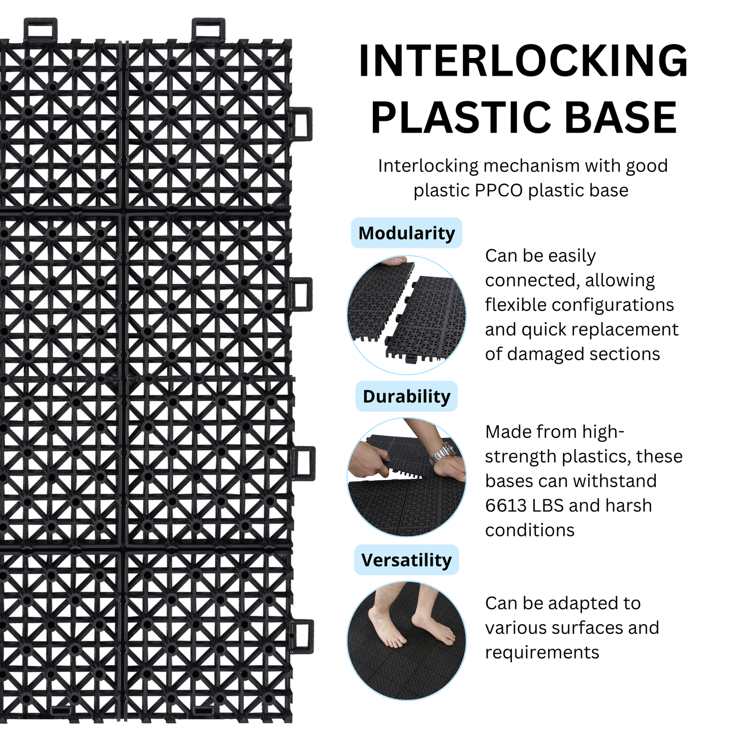 Non-Slip Drainage Floor Tiles for Showers, Patios, and Balconies