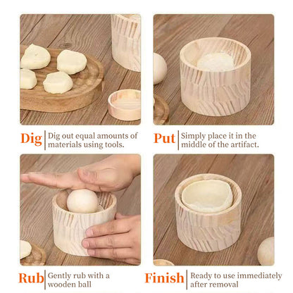 Hand-Held Wooden Dumpling Maker Press & Dough Wrapper Tool