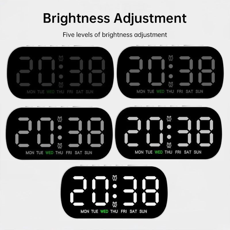 Modern LED Digital Clock with Temperature Display | Dual Alarm, Snooze Function, and 5-Level Brightness