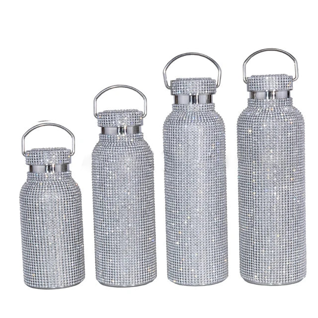 Elegant Bling Jewelry Water Bottle | Vacuum Insulated Flask for Coffee & Tea | Stylish Gift for Her
