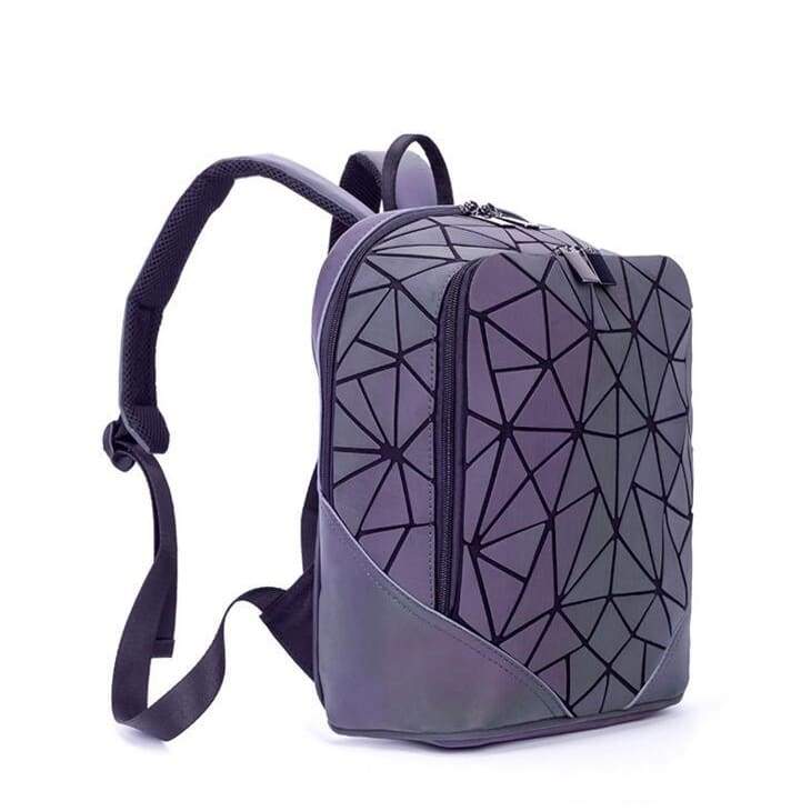 Geometric Prism Luminous Backpack - Large Capacity Holographic Reflective School Bag