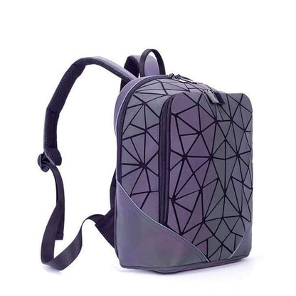 Geometric Prism Luminous Backpack - Large Capacity Holographic Reflective School Bag