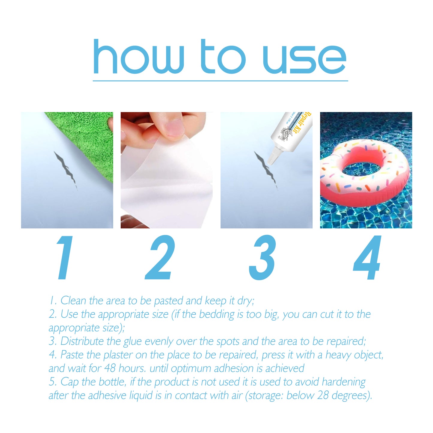 Waterproof Transparent PVC Repair Kit with Patches for Inflatable Pools, Air Mattresses, and Tents