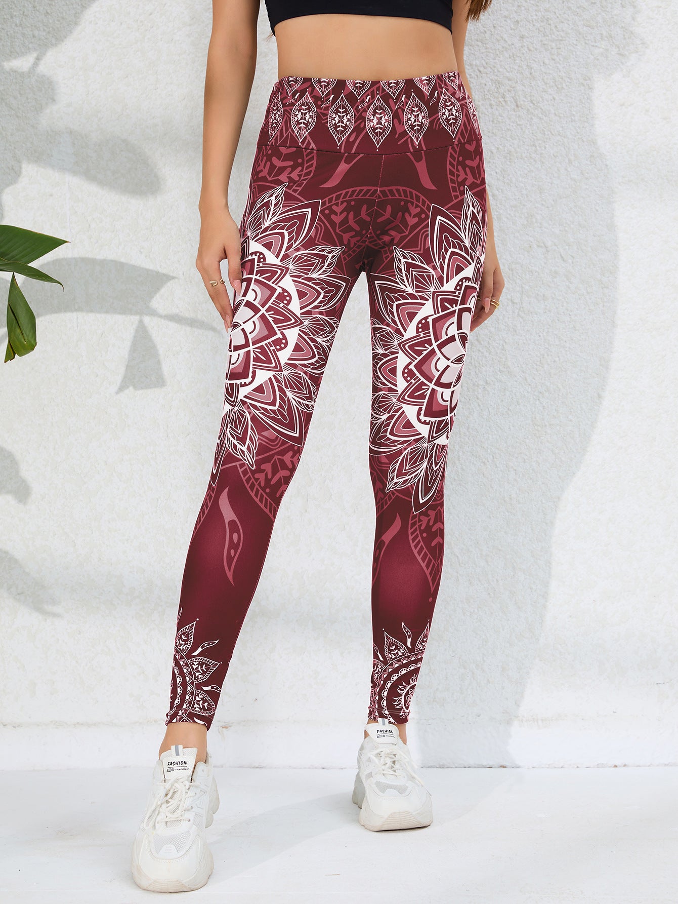 High-Waisted Tummy Control Fitness Workout Leggings - Ankle-Length Tights